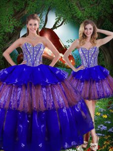 Flirting Multi-color 15th Birthday Dress Military Ball and Sweet 16 and Quinceanera with Beading and Ruffled Layers and 