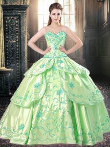 Great Floor Length Ball Gowns Sleeveless Yellow Green Ball Gown Prom Dress Lace Up