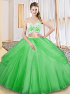 Sleeveless Floor Length Beading and Ruching and Pick Ups Criss Cross Quinceanera Dresses