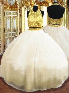 Romantic Sleeveless Zipper Floor Length Beading 15th Birthday Dress