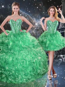 Colorful Organza Sleeveless Floor Length Quinceanera Dress and Beading and Ruffles