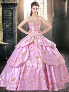 Sweetheart Sleeveless Taffeta Sweet 16 Quinceanera Dress Embroidery and Ruffled Layers Lace Up
