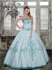 Taffeta Strapless Sleeveless Lace Up Embroidery Quinceanera Dresses in Multi-color