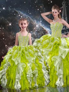 Clearance Floor Length Lace Up Quinceanera Dresses Multi-color for Military Ball and Sweet 16 and Quinceanera with Beadi