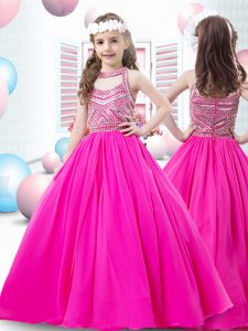 Adorable Fuchsia Sleeveless Organza Zipper Kids Formal Wear for Quinceanera and Wedding Party