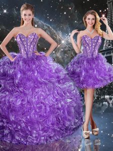 Fancy Eggplant Purple Sweet 16 Dresses Military Ball and Sweet 16 and Quinceanera with Beading Sweetheart Sleeveless Lac