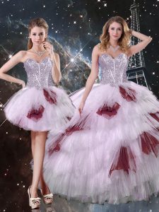 Multi-color Sleeveless Tulle Lace Up Quinceanera Dress for Military Ball and Sweet 16 and Quinceanera
