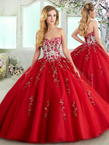 Modest Tulle Sleeveless Floor Length Quinceanera Dresses and Appliques and Embroidery