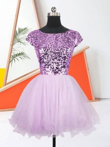 Top Selling Organza Sleeveless Mini Length Prom Evening Gown and Sequins