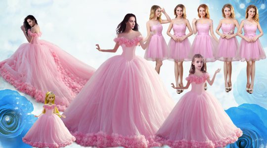 Exceptional Baby Pink Sleeveless Ruffles Floor Length Ball Gown Prom Dress