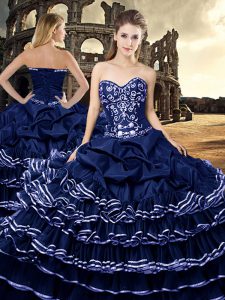 Simple Navy Blue Sleeveless Tulle Lace Up Sweet 16 Quinceanera Dress for Military Ball and Sweet 16 and Quinceanera