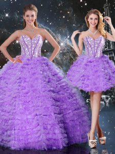 Pretty Sleeveless Beading and Ruffled Layers Lace Up Sweet 16 Dresses