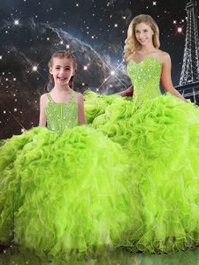 15 Quinceanera Dress Military Ball and Sweet 16 and Quinceanera with Beading and Ruffles Sweetheart Sleeveless Lace Up