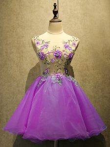 Pretty Purple Sleeveless Organza Lace Up Prom Party Dress for Prom and Party