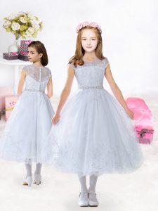 Sleeveless Lace and Ruffles Clasp Handle Flower Girl Dresses for Less
