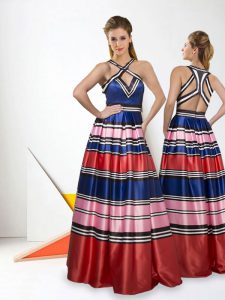 Unique Sleeveless Criss Cross Floor Length Pattern Homecoming Dress