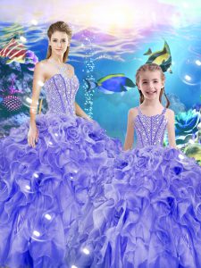 Fashion Lavender Sweet 16 Dress Military Ball and Sweet 16 and Quinceanera with Beading and Ruffles Sweetheart Sleeveles