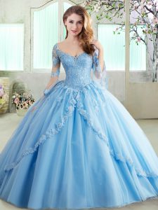 Beautiful Half Sleeves Lace and Appliques Lace Up 15 Quinceanera Dress