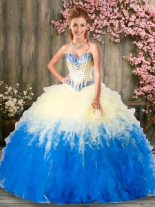 Elegant Floor Length Royal Blue Ball Gown Prom Dress Sweetheart Sleeveless Lace Up