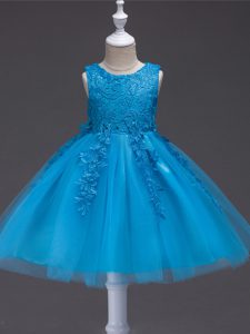 Knee Length Zipper Flower Girl Dresses for Less Teal for Wedding Party with Appliques