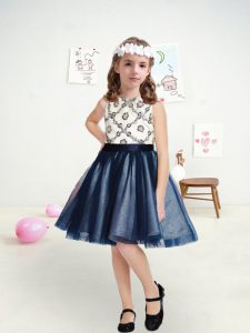Scoop Sleeveless Flower Girl Dresses for Less Knee Length Embroidery Multi-color Tulle