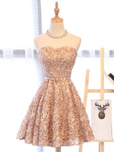 Colorful Sleeveless Lace Up Mini Length Belt Prom Evening Gown