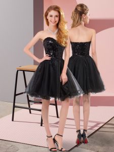 Black Zipper Sweetheart Sequins Homecoming Dress Online Tulle Sleeveless