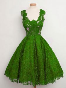 Beauteous Lace Vestidos de Damas Green Lace Up Sleeveless Knee Length