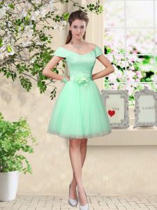 Graceful Cap Sleeves Belt Lace Up Dama Dress for Quinceanera