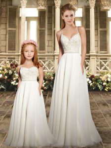 White Tulle Criss Cross Spaghetti Straps Sleeveless Quince Ball Gowns Sweep Train Appliques and Embroidery