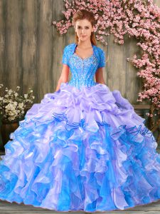 Graceful Sleeveless Beading and Ruffles Lace Up Quinceanera Dresses