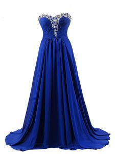Royal Blue Prom Dresses Sweetheart Sleeveless Brush Train Lace Up