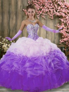 Multi-color 15th Birthday Dress Military Ball and Sweet 16 and Quinceanera with Beading and Ruffles Sweetheart Sleeveles