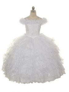 Amazing Organza Sleeveless Floor Length Little Girls Pageant Gowns and Ruffles and Ruffled Layers