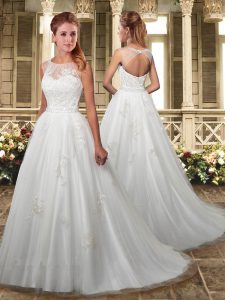 Affordable White Sleeveless Lace Zipper Bridal Gown
