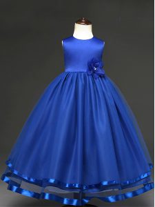 Royal Blue Zipper Flower Girl Dresses for Less Hand Made Flower Sleeveless Floor Length