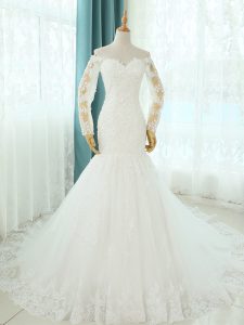 Customized Sleeveless Court Train Lace Up Beading and Appliques Wedding Dress