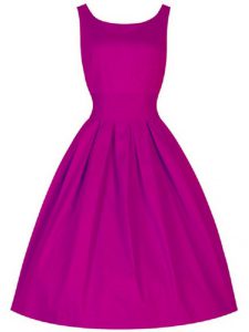 Clearance Ruching Court Dresses for Sweet 16 Fuchsia Lace Up Sleeveless Knee Length