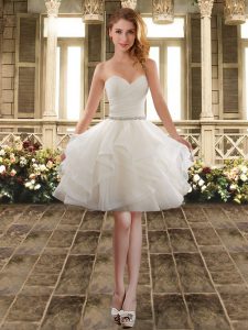 Sweetheart Sleeveless Lace Up Court Dresses for Sweet 16 White Tulle