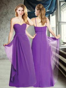 Elegant Eggplant Purple Chiffon Zipper Damas Dress Sleeveless Floor Length Belt