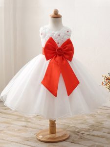 Gorgeous White Ball Gowns Bowknot Child Pageant Dress Zipper Organza Sleeveless Mini Length