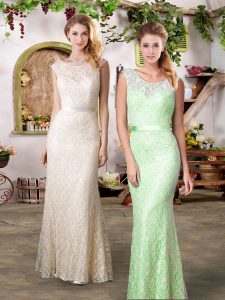 Stunning Lace Sleeveless Floor Length Damas Dress and Belt