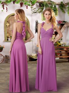 Sumptuous Floor Length Empire Sleeveless Purple Court Dresses for Sweet 16 Zipper