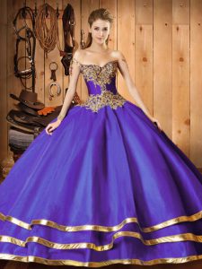 Customized Purple Quinceanera Dress Organza Sweep Train Long Sleeves Beading and Ruffled Layers