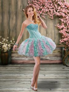 Top Selling Sweetheart Sleeveless Lace Up Multi-color Organza