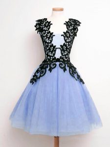 Adorable Straps Sleeveless Lace Up Wedding Party Dress Light Blue Tulle