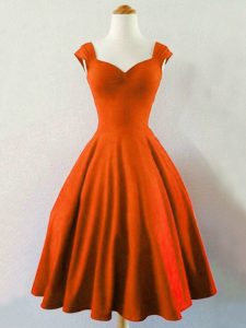 Sophisticated Rust Red Sleeveless Knee Length Ruching Lace Up Quinceanera Dama Dress