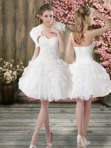 Inexpensive White Sleeveless Organza Zipper Wedding Dresses for Beach and Wedding Party