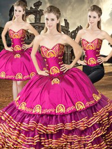 Pretty Floor Length Fuchsia Quinceanera Gowns Sweetheart Sleeveless Lace Up