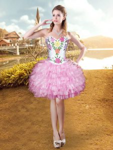Sweetheart Sleeveless Lace Up Prom Dress Lilac Organza